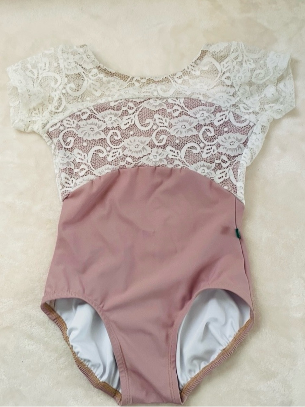 Lucky Leo Blush Leotard with Lace Size Small